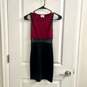 Maroon and Black Bodycon Dress